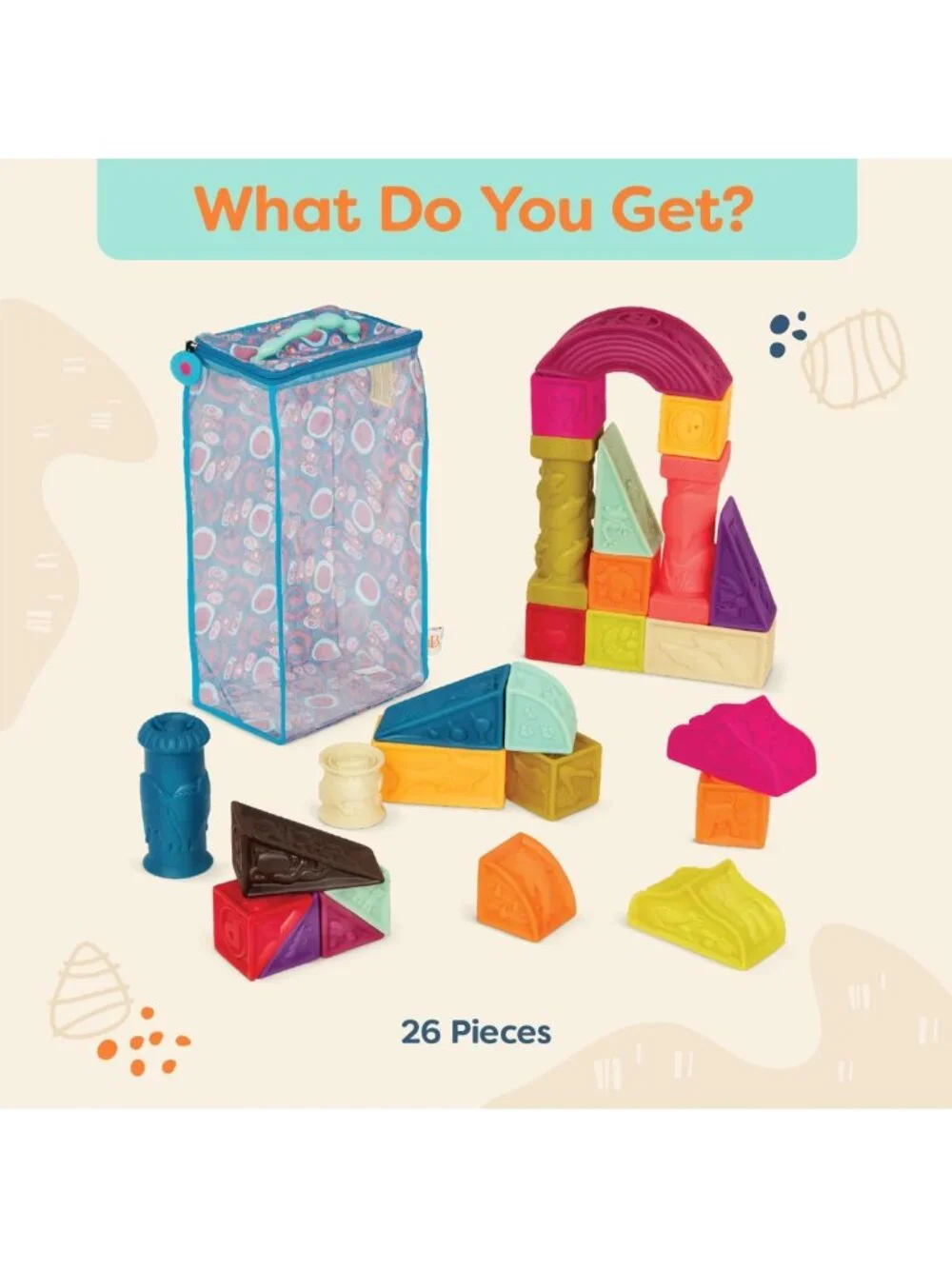 Soft Alphabet Baby Blocks - 26 Colorful Building Blocks for Infants & Toddlers